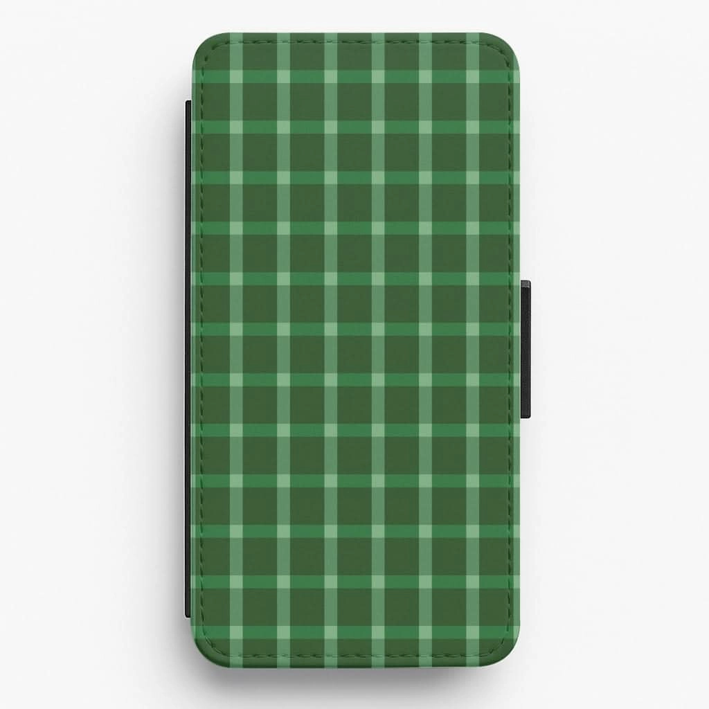 Dark Green Tartan Christmas Pattern Flip / Wallet Phone Case Minimal Shield