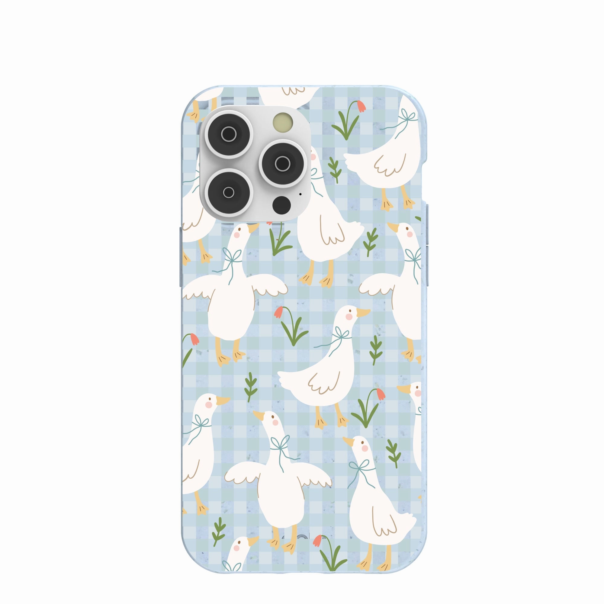 Powder Blue Blooming Quackers iPhone 14 Pro Max Case Smart Accessory Button Cover