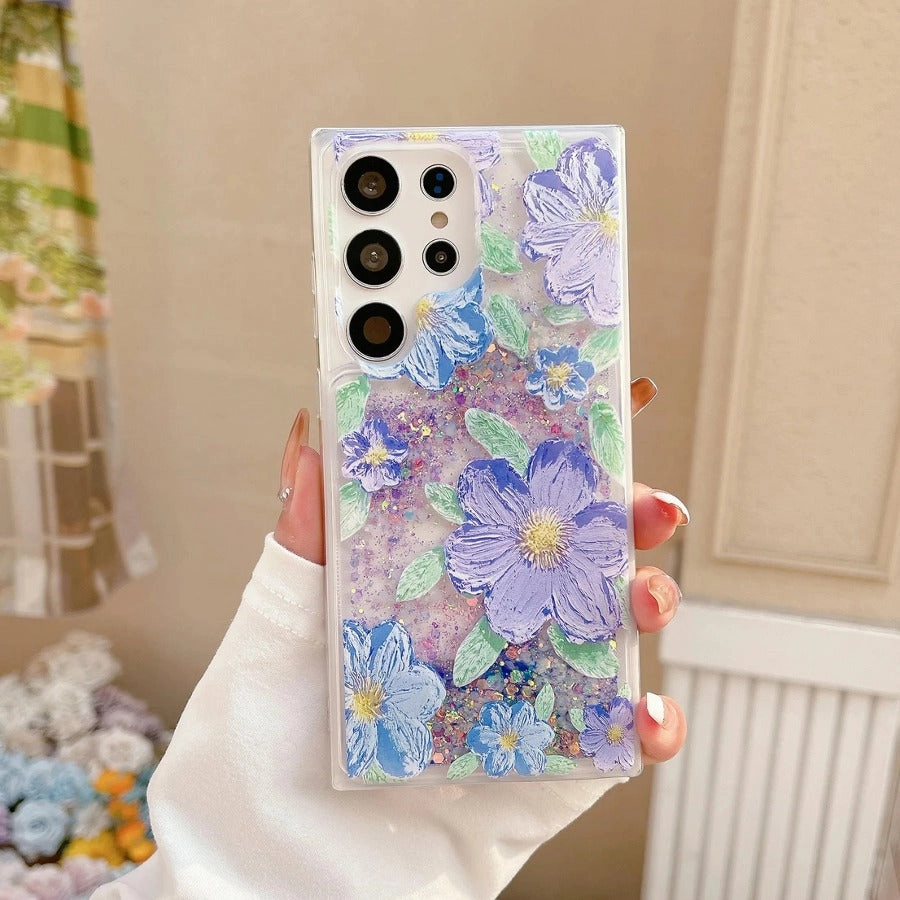 Hard Shell Luminous Glowing Glitter Flower Case - Samsung
