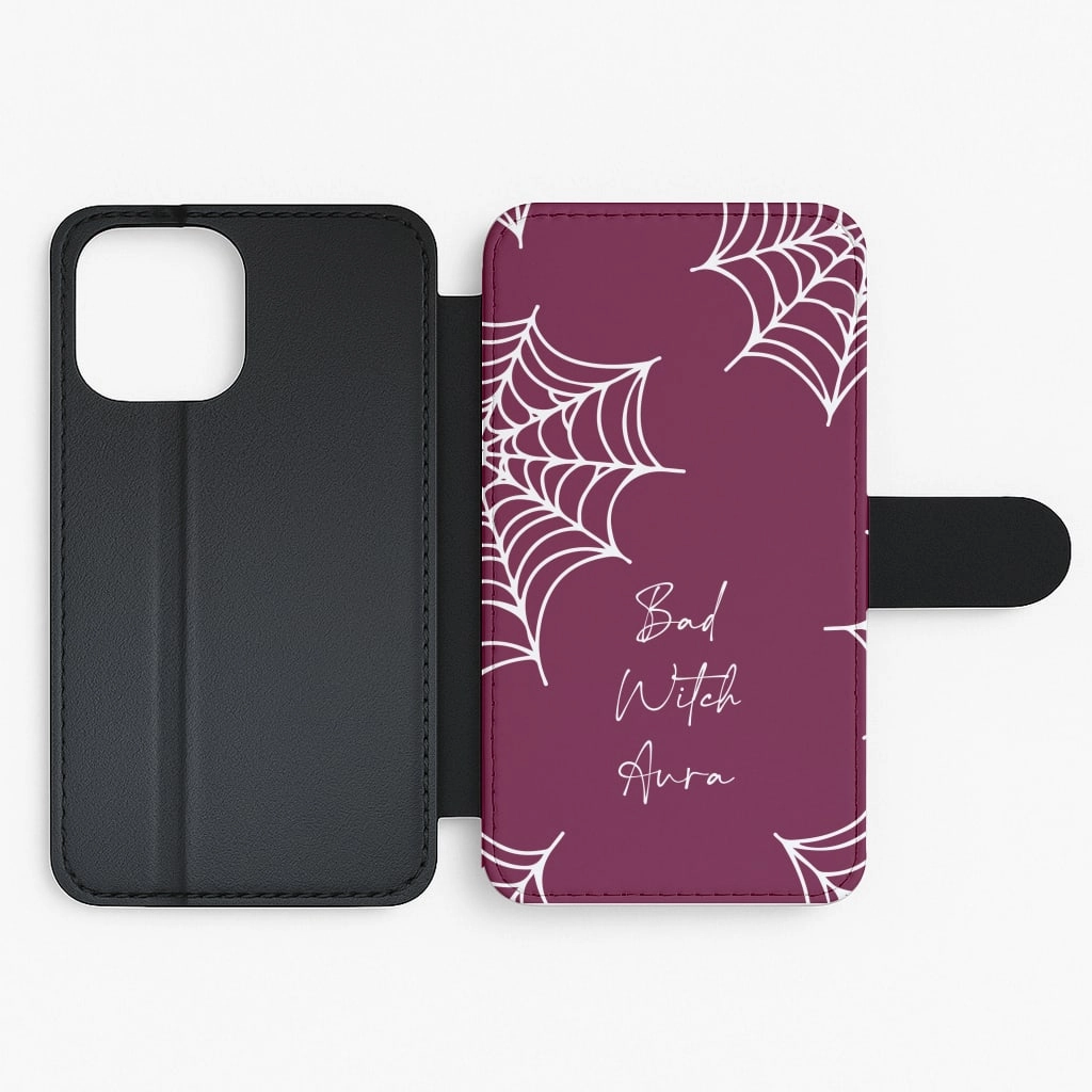 Bad Witch Aura Spider Webs Flip / Wallet Phone Case Smooth Grip Hybrid Material