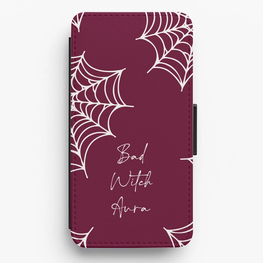 Bad Witch Aura Spider Webs Flip / Wallet Phone Case Vivid Finish Hybrid Protection