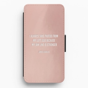 I Always Take Photos From My Left Side - James Charles Flip / Wallet Phone Case Vivid Pattern Trendy Detailing