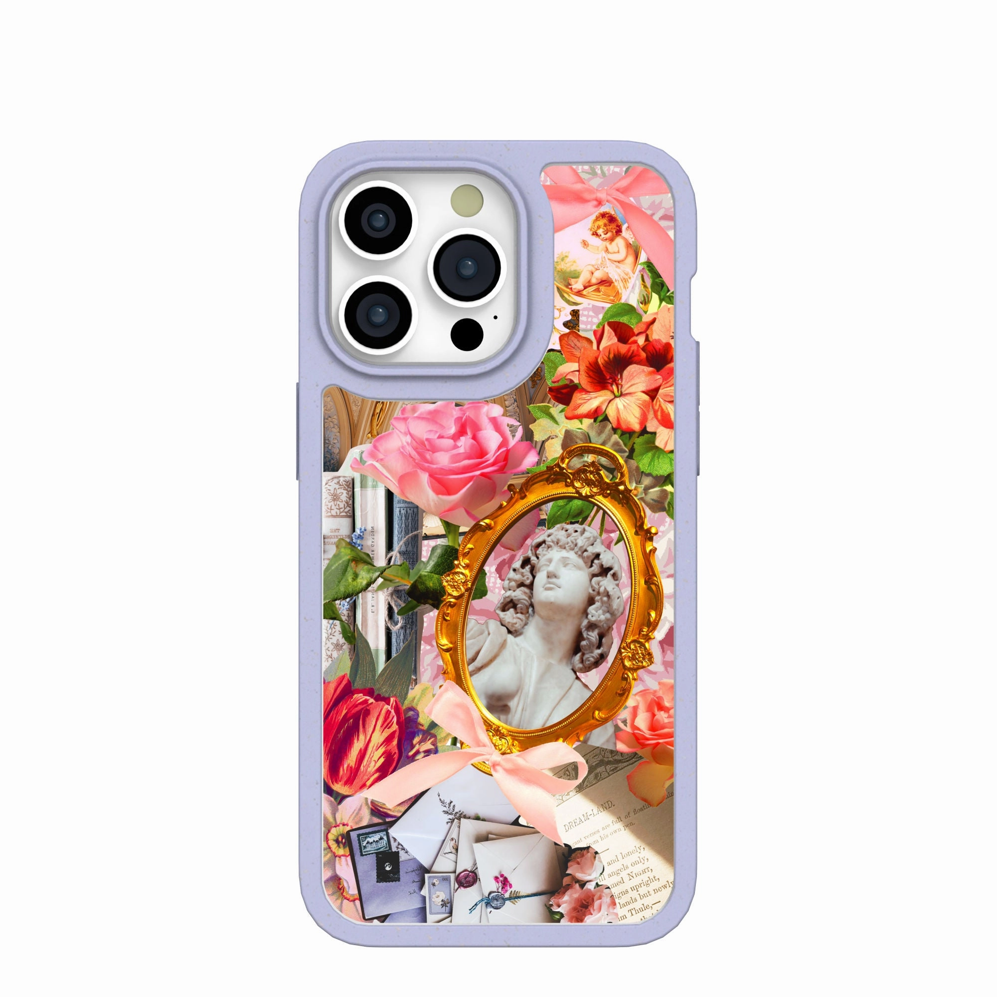 Clear Romanticized iPhone 15 Pro Max Case With Lavender Ridge Hybrid Frame