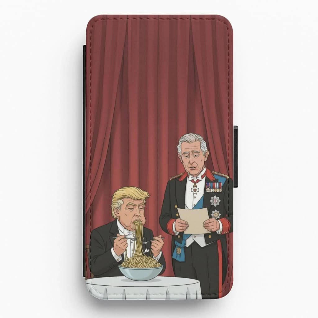 Resistant Layer Matte Texture Layer Charles & Donald's Spaghetti Flip / Wallet Phone Case