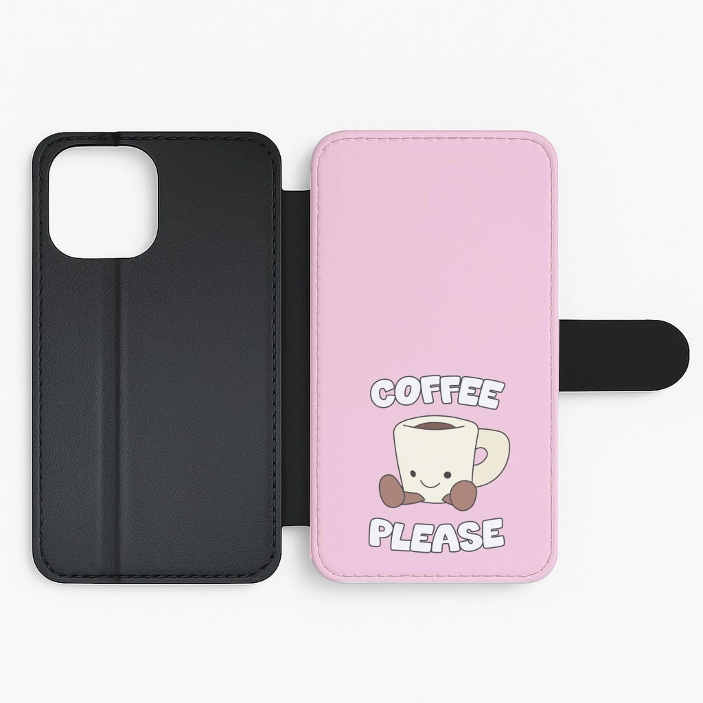 Durable Build Soft Feelings Coffee Please Mug Flip / Wallet Phone Case