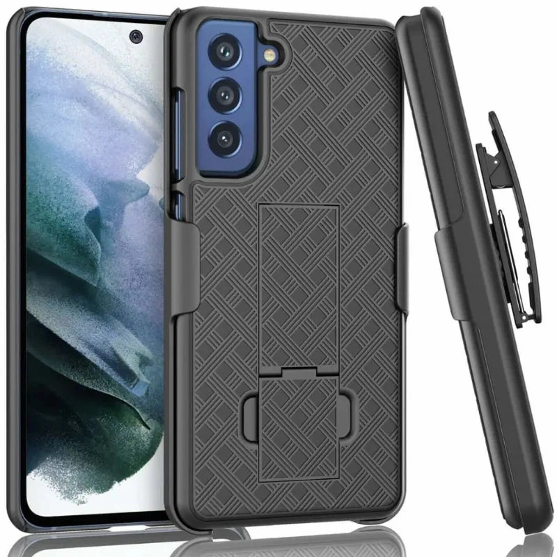 Samsung Galaxy S21 FE 5G Belt Clip Holster Phone Case Trendy Look Marble Pattern