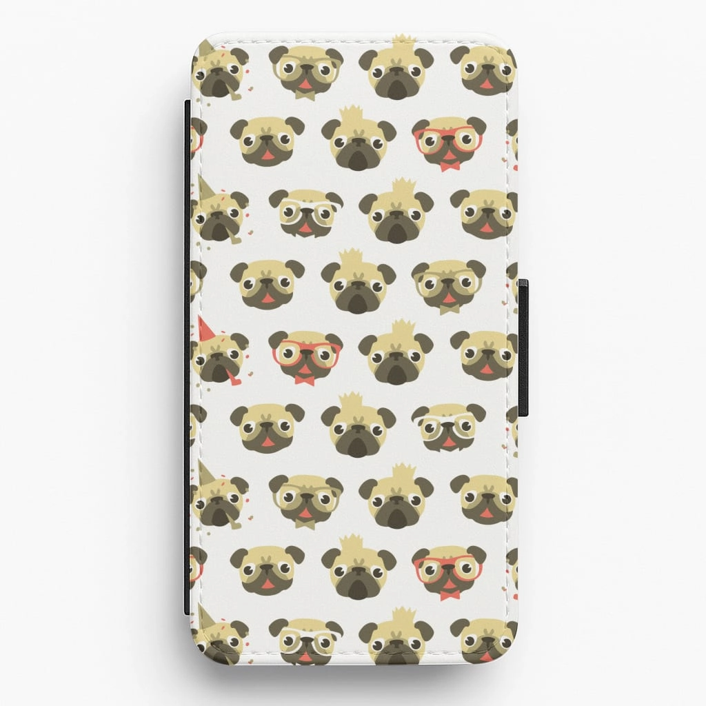 Pug Life - Pug Pattern Flip / Wallet Phone Case Premium Finish Protective Edge