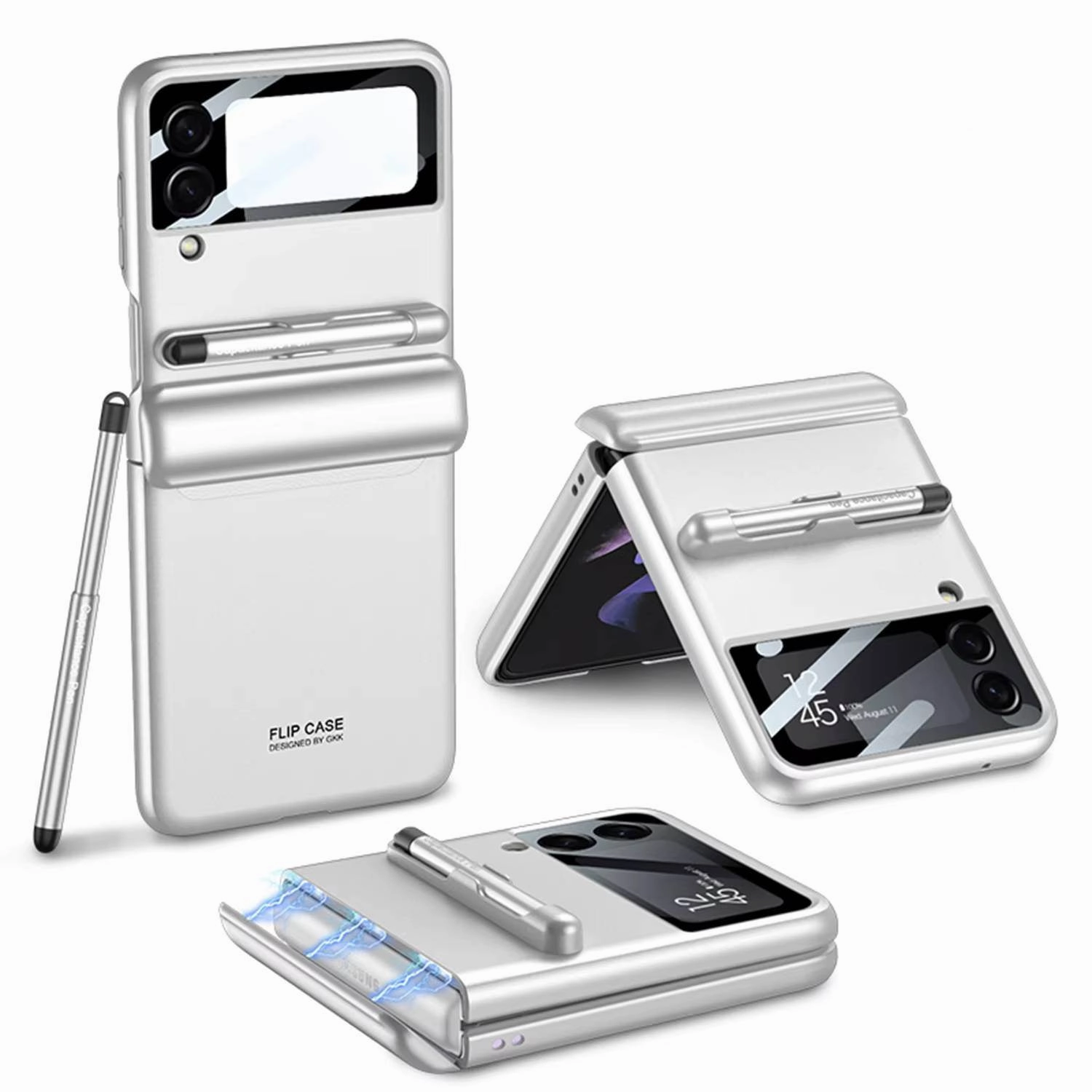 Lightweight Feel Modern Texture Look Flip Flex Magnetic Hinge Pen Slot Case - Samsung