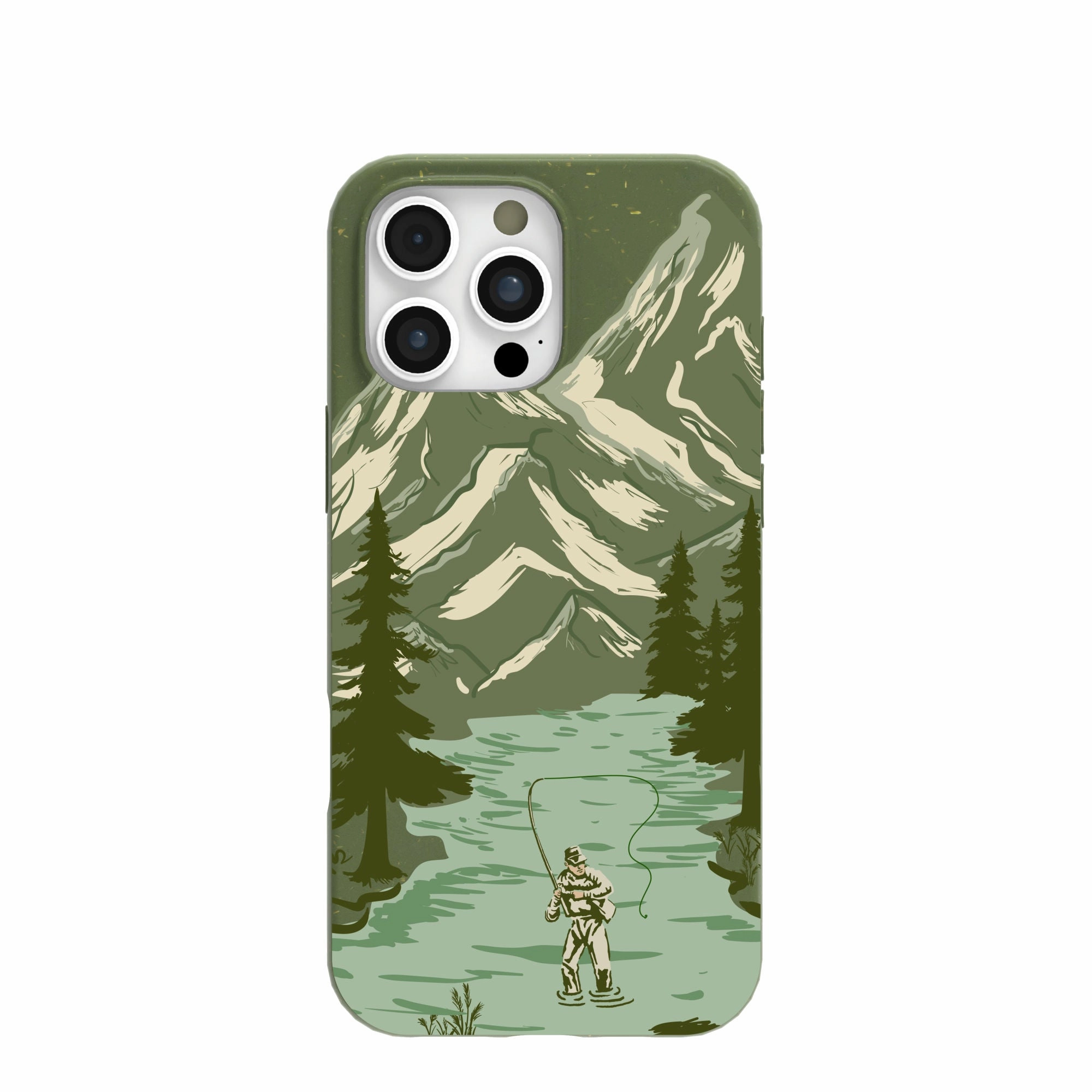 TPU Material Durable Frame Forest Floor Morning Fishing iPhone 16 Pro Max Case