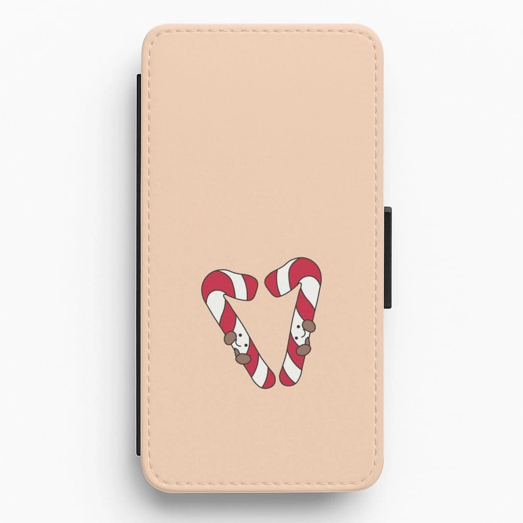 Simple Look Soft Touch Christmas Candycane Plushies Flip / Wallet Phone Case