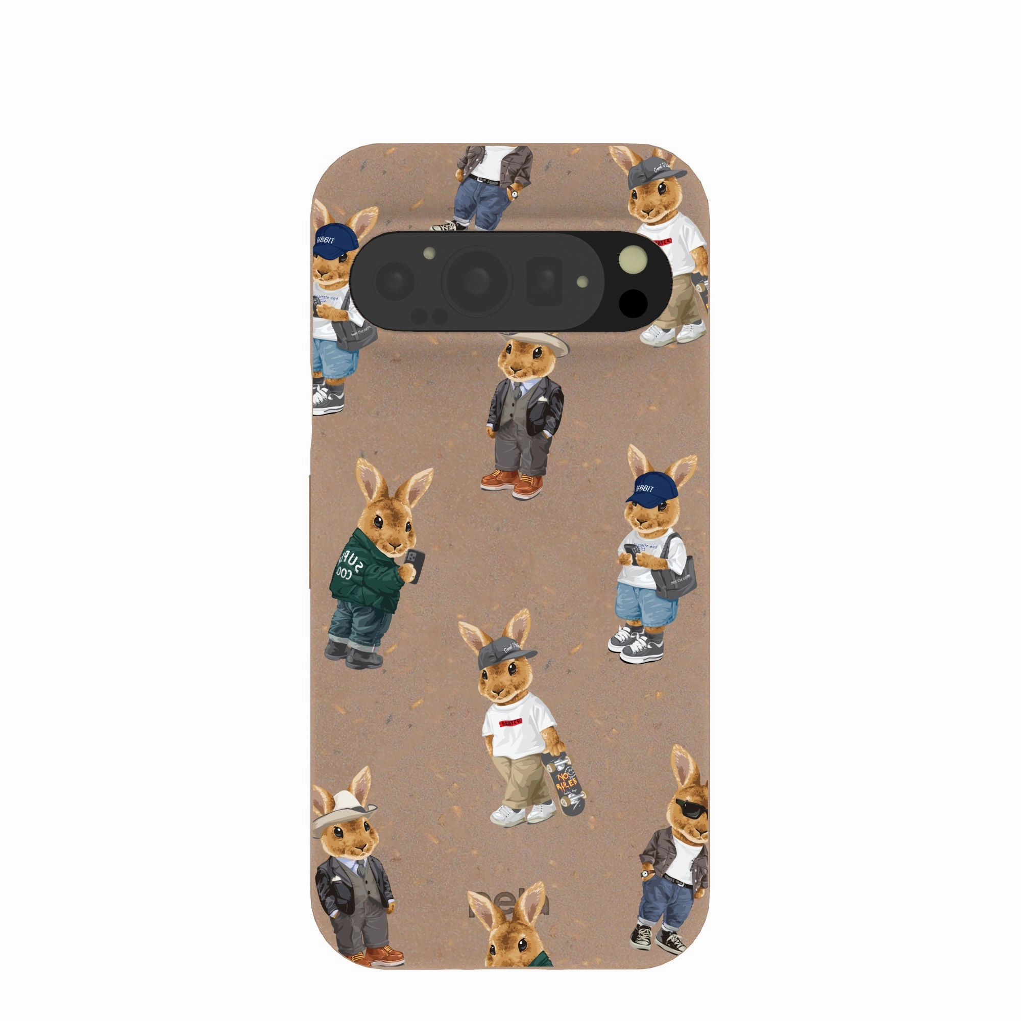 Chocolate Brown Rabbit Friends Google Pixel 9/9 Pro Case Stylish Shape Luxury Surface