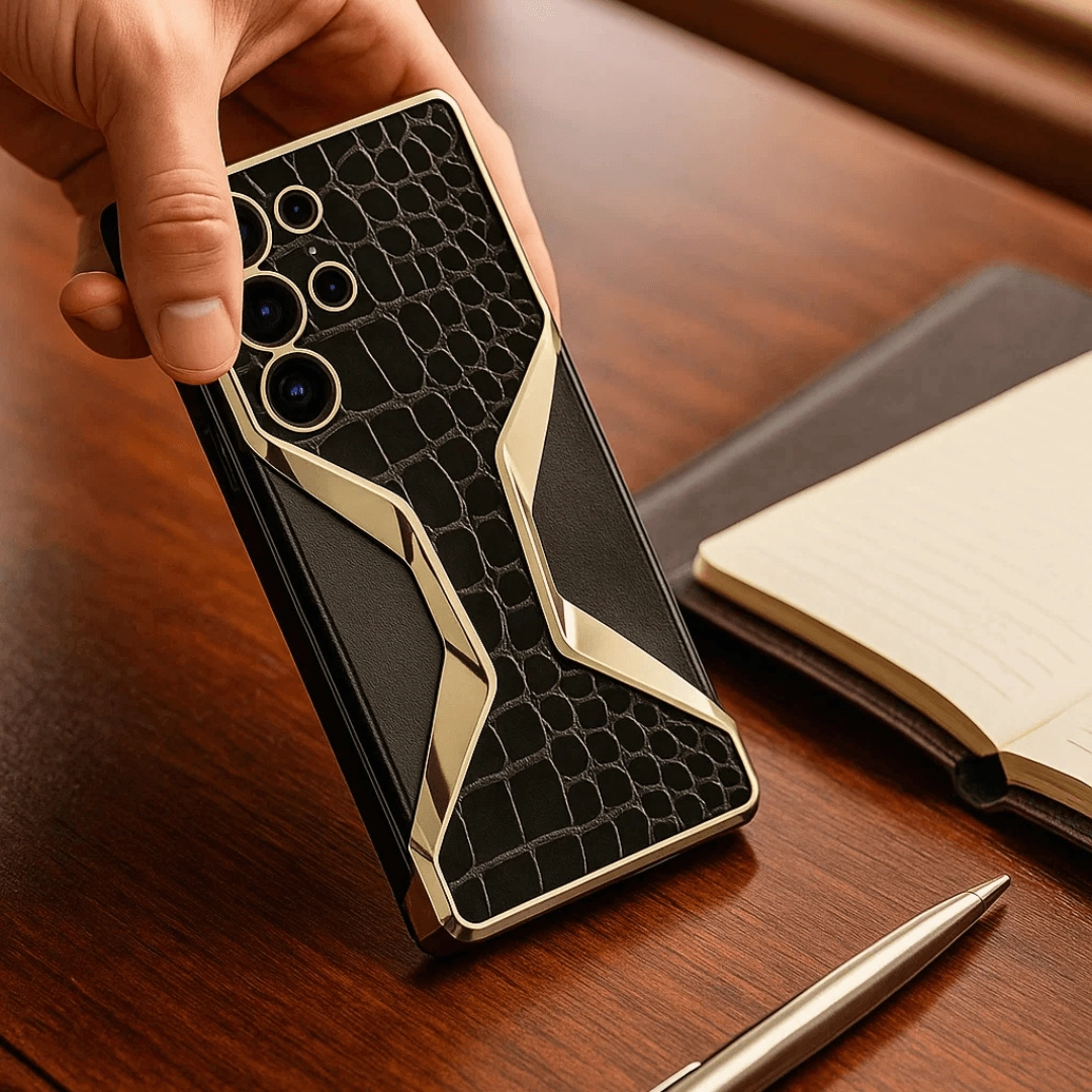 Unique Artwork Fashion Accessory Galaxy S25 Ultra Electroplated Alligator Pattern PU Leather Case