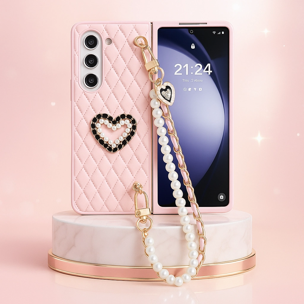 Galaxy Z Fold Series Elegant Pearl Charm Quilted Case Colorful Finish