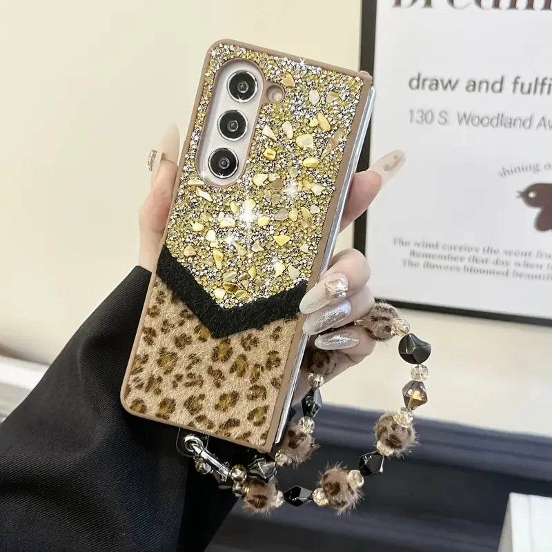 Glam Leopard Flashing Stone Spark Case - Samsung Slim Fitment