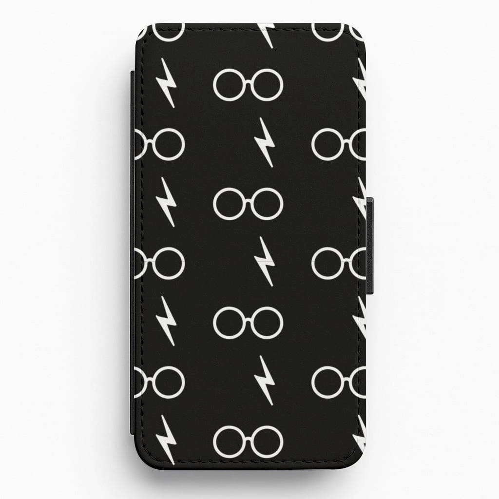 Glasses & Scar Pattern Flip / Wallet Phone Case soft look