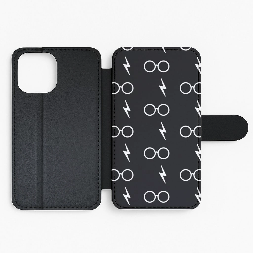 Glasses & Scar Pattern Flip / Wallet Phone Case Futuristic style