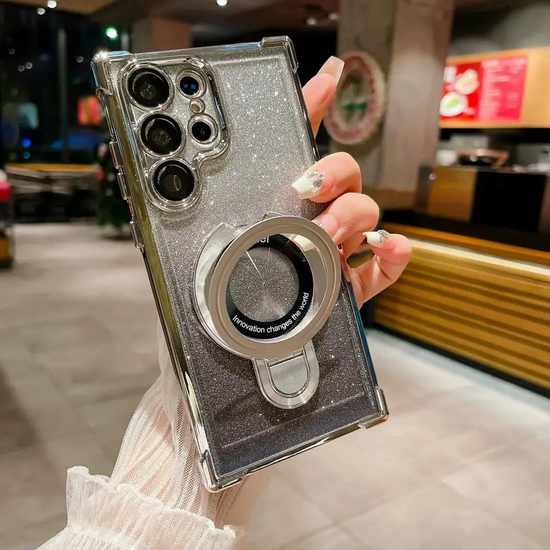 Glossy Look Refined Form Glitter Guard Ring Bracket Case - Samsung