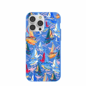 Comfort Finish Layer Modern Grip Design Electric Blue Dockside Dreams iPhone 14 Pro Max Case