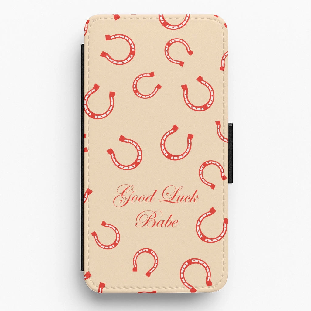 Compact Build Modern Frame Good Luck Babe Horseshoe Flip / Wallet Phone Case