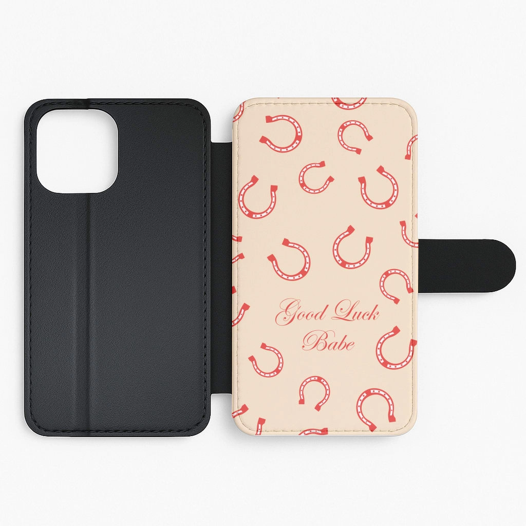 Good Luck Babe Horseshoe Flip / Wallet Phone Case Light Protection