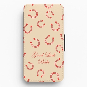 Compact Build Modern Frame Good Luck Babe Horseshoe Flip / Wallet Phone Case
