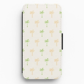 Green And Yellow Palms Pattern Flip / Wallet Phone Case Protective cover
