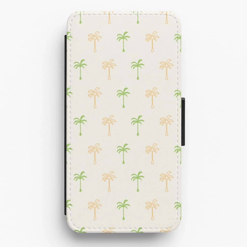 Green And Yellow Palms Pattern Flip / Wallet Phone Case Protective cover