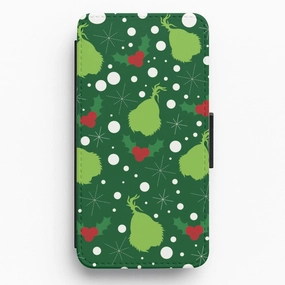 Protective Layer Modern Build Texture Green Creature Christmas Pattern Flip / Wallet Phone Case