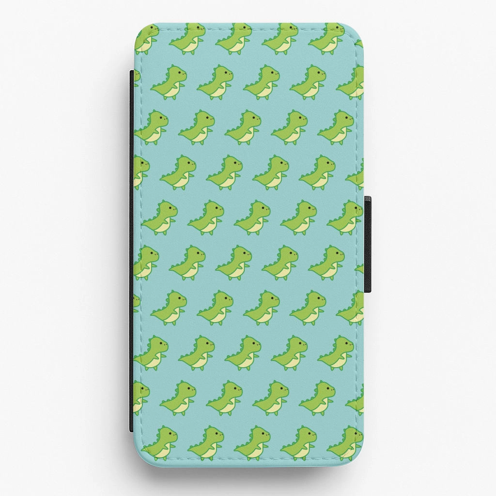 Soft Edge Detail Slim Edge Green Dinosaurs Pattern - Dinosaurs Flip / Wallet Phone Case