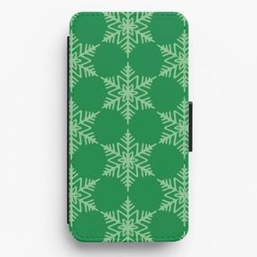 Gift Choice Green Giant Snowflakes Christmas Pattern Flip / Wallet Phone Case
