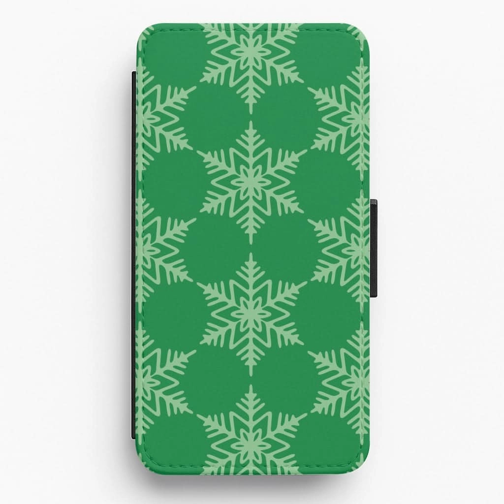 Gift Choice Green Giant Snowflakes Christmas Pattern Flip / Wallet Phone Case