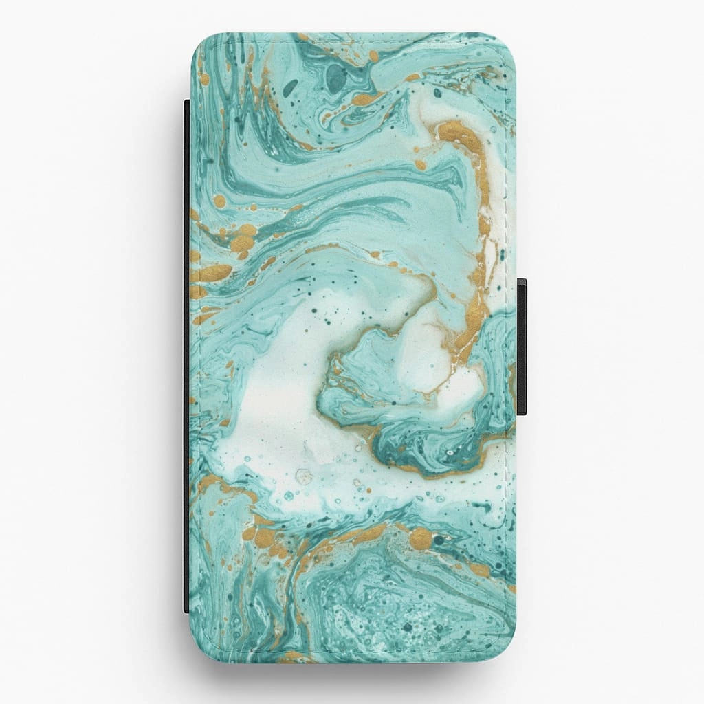 Green Marble Flip / Wallet Phone Case Gloss Layer