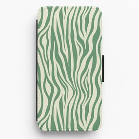 Clear Texture Green Zebra - Animal Patterns Flip / Wallet Phone Case