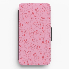 Pink Snakes And Skulls - Western  Flip / Wallet Phone Case Clear Back