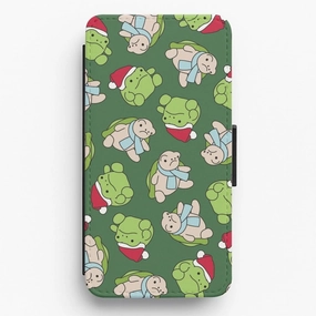 Grumpy Christmas Plushies Pattern Flip / Wallet Phone Case Minimal Detail Texture