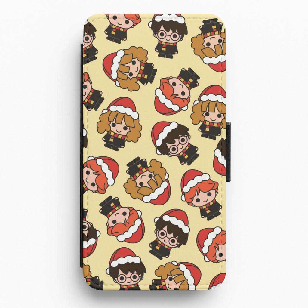 Wizards With Christmas Hats Pattern Flip / Wallet Phone Case Premium Surface