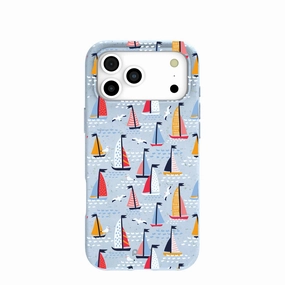 Durable Finish Powder Blue Sails and Seagulls iPhone 17 Pro Max Case