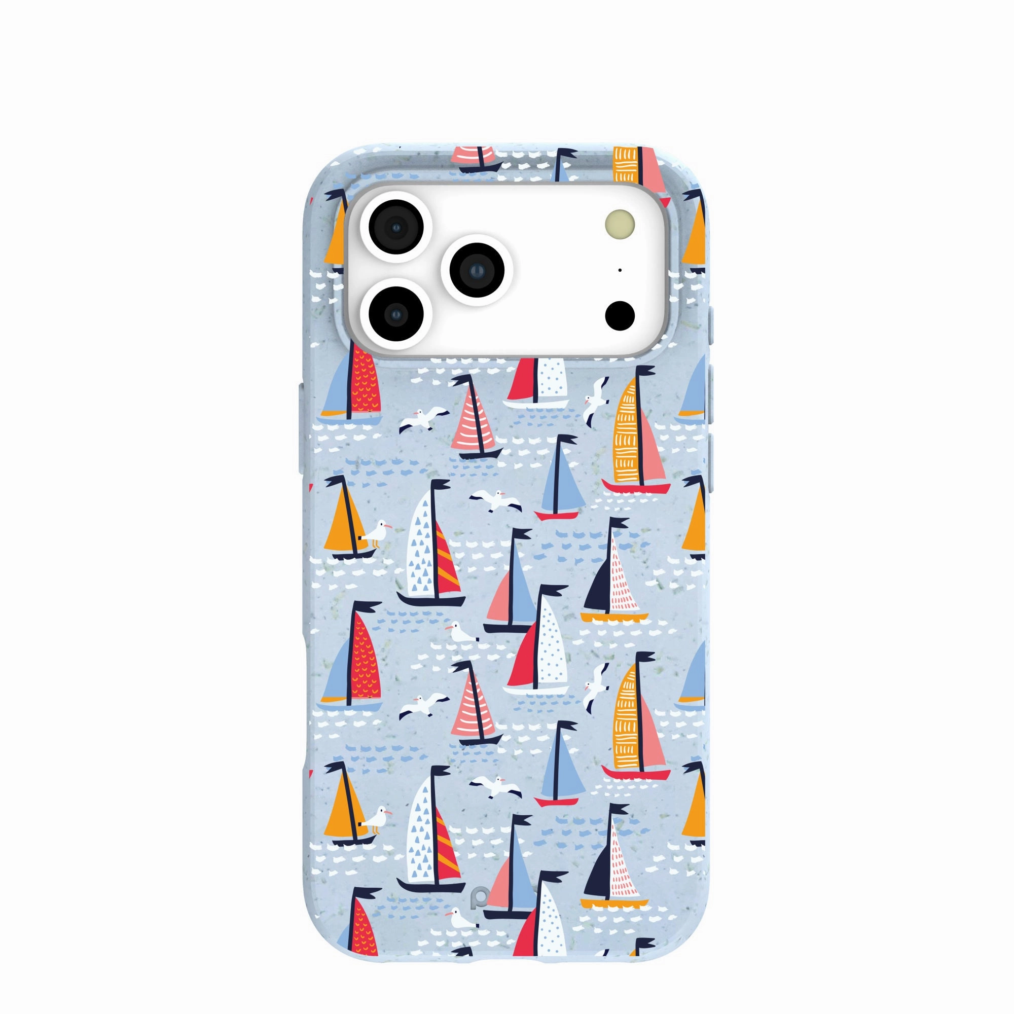 Metal Texture Powder Blue Sails and Seagulls iPhone 17 Pro Max Case