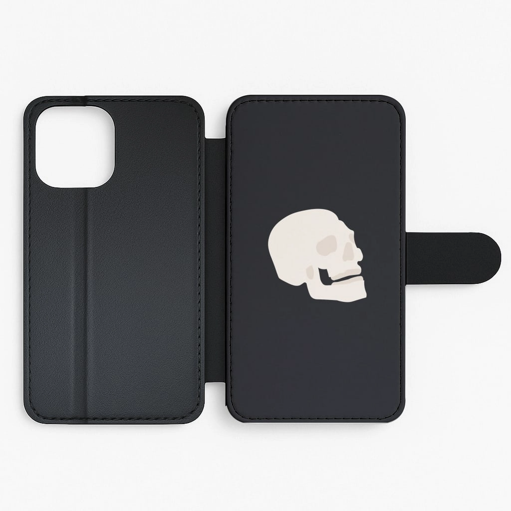 Soft Surface Soft Frame Skull Outline - Halloween Flip / Wallet Phone Case