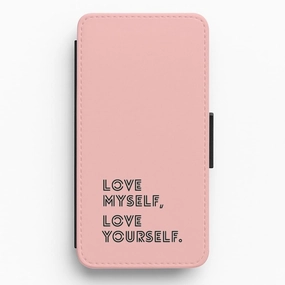 Smooth Surface Layer Grip Safe Love Myself, Love Yourself K-Pop Band Flip Wallet Phone Case