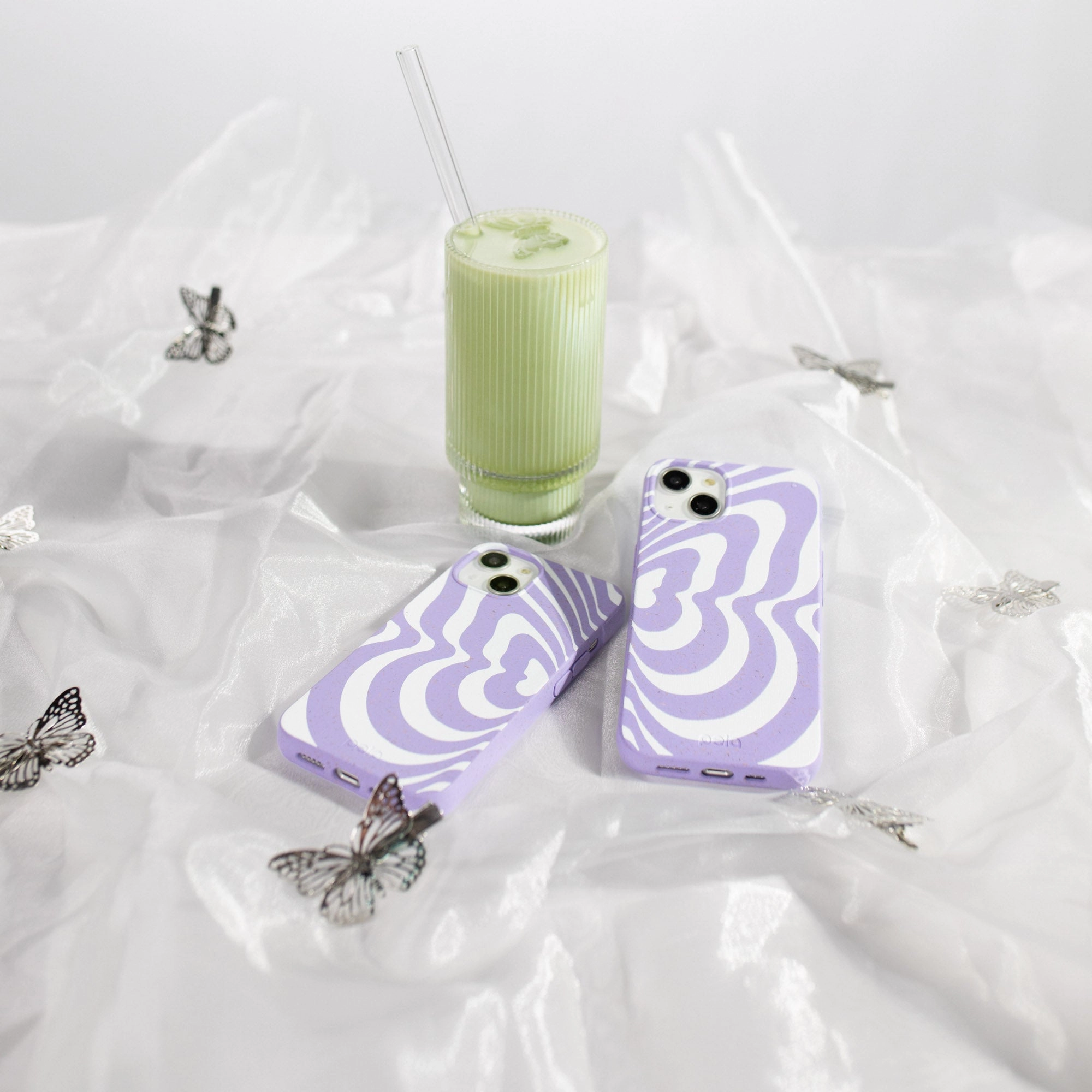 Lavender Flutter Left iPhone 17 Pro Max Case Grip Assist