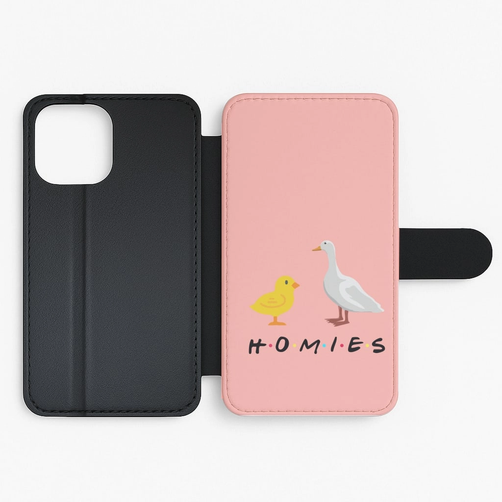 Rugged Texture Soft Silicone Homies Chick And Duck Flip / Wallet Phone Case