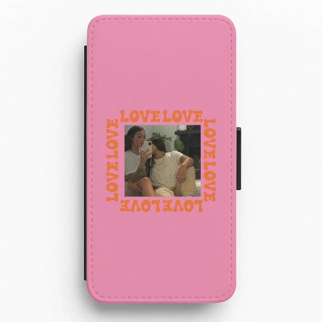 Unique Artwork Compact Fit Love, Love, Love - Personalised Couples Flip / Wallet Phone Case