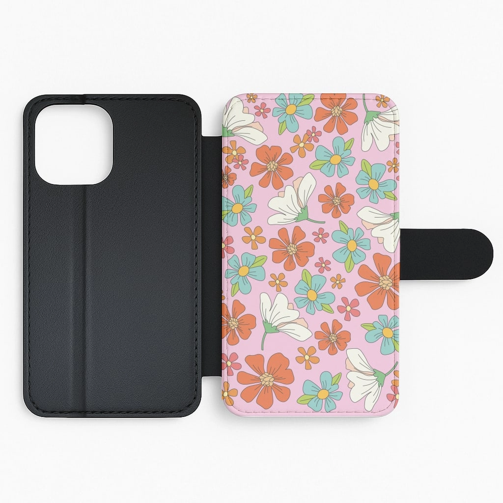 Pink Flower Pattern - Mothers Day Flip / Wallet Phone Case Fashion Forward