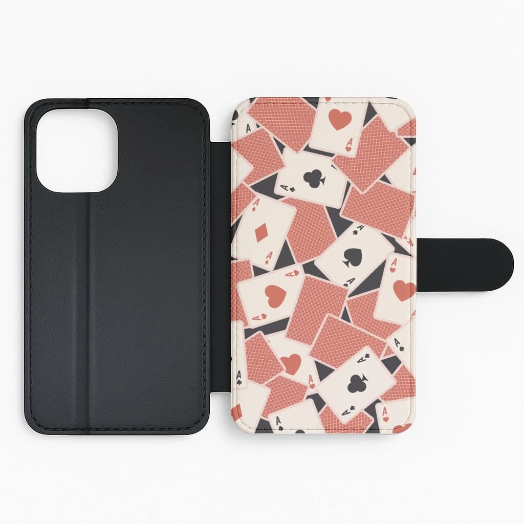 Playing Cards Collage Pattern Flip / Wallet Phone Case Minimal Texture Layer