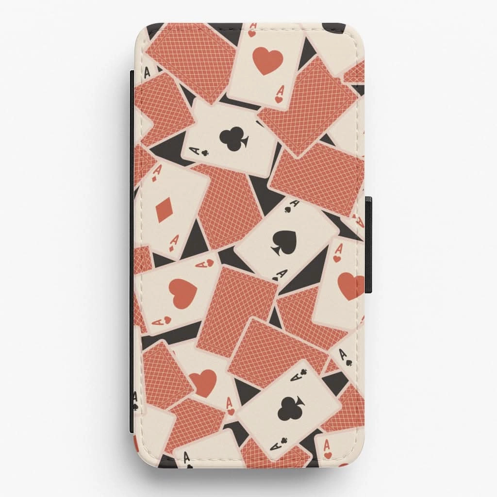 anti fingerprint Playing Cards Collage Pattern Flip / Wallet Phone Case
