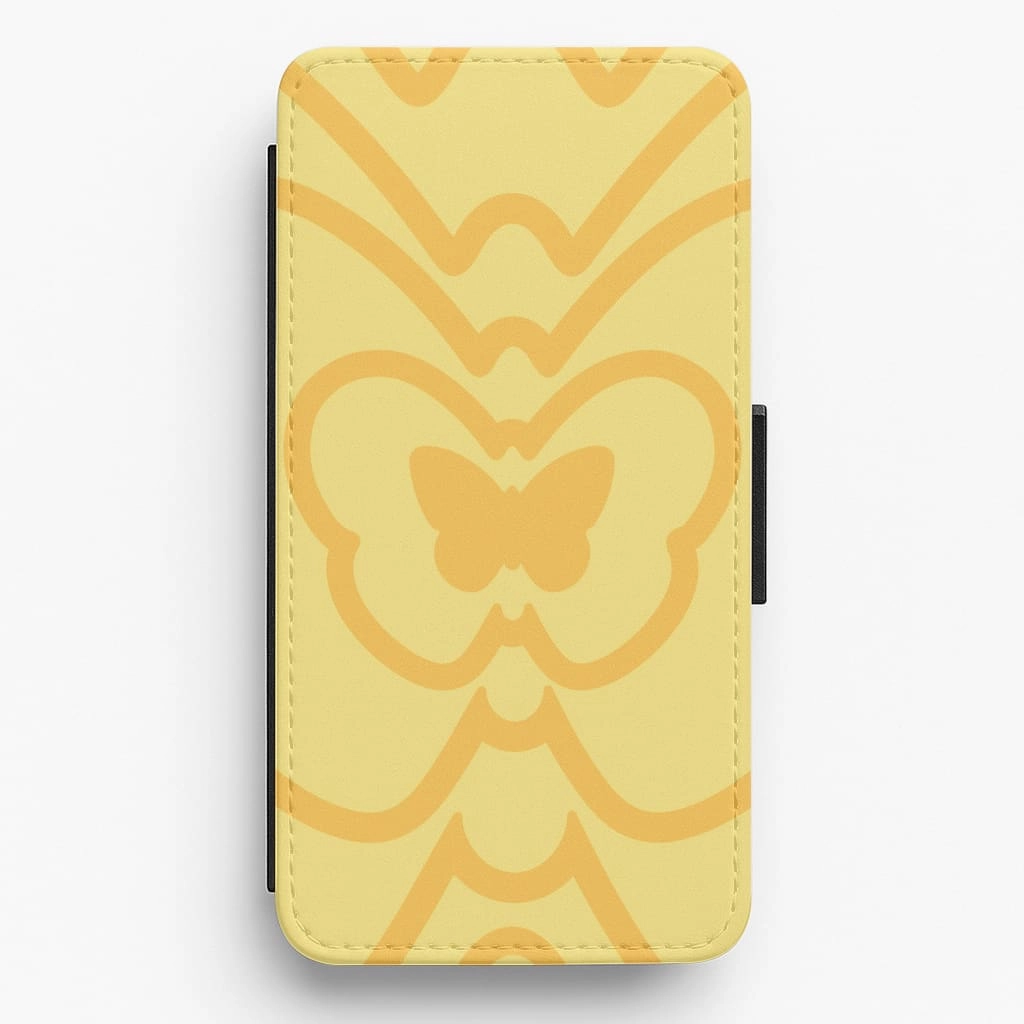 Abstract Orange Butterfly  Flip / Wallet Phone Case Protective Pattern Texture