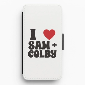 I Love S & C Flip / Wallet Phone Case Handcrafted Design