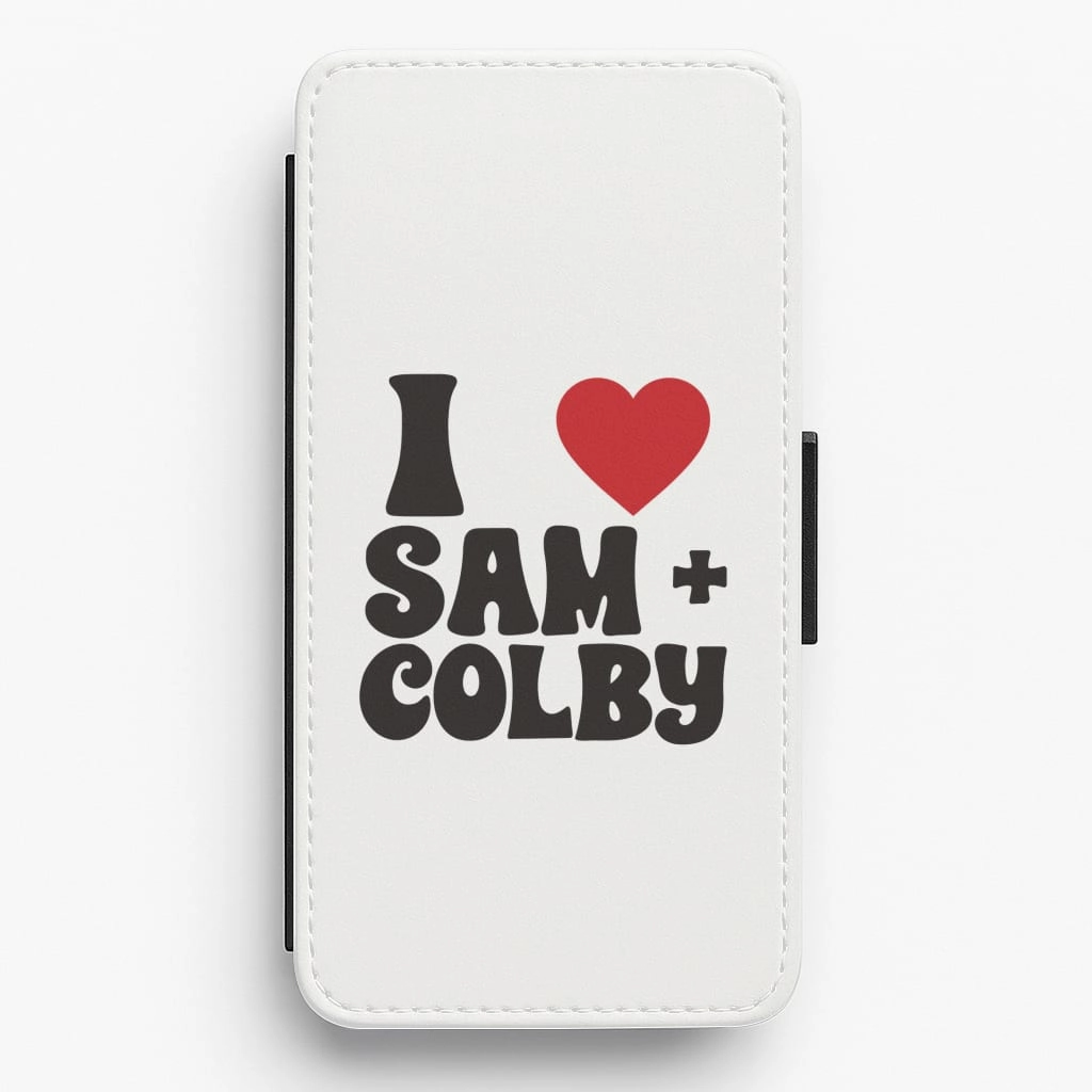 I Love S & C Flip / Wallet Phone Case Handcrafted Design