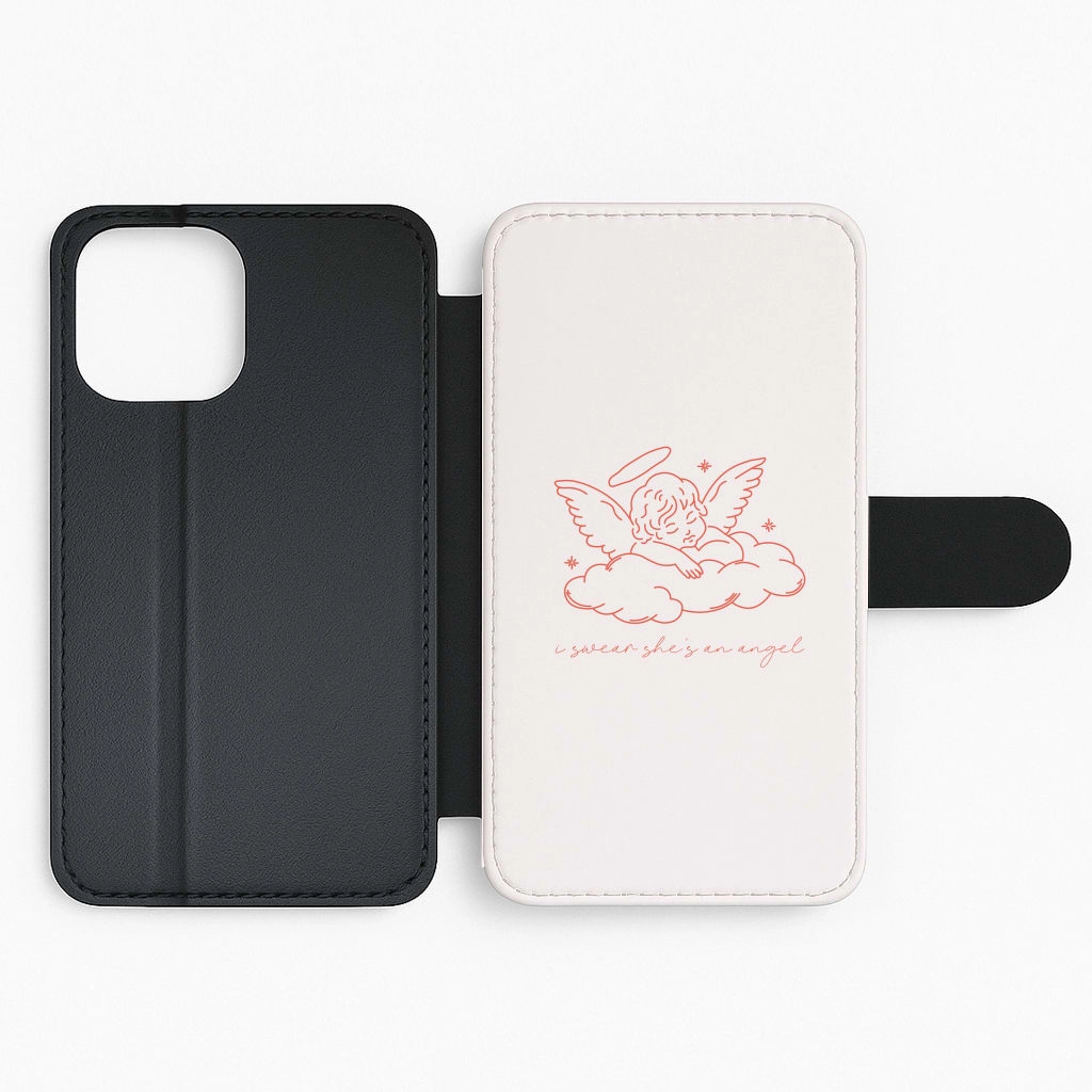 I Swear Shes An Angel - Clean Girl Aesthetic Flip / Wallet Phone Case Refined Pattern Modern Minimalism